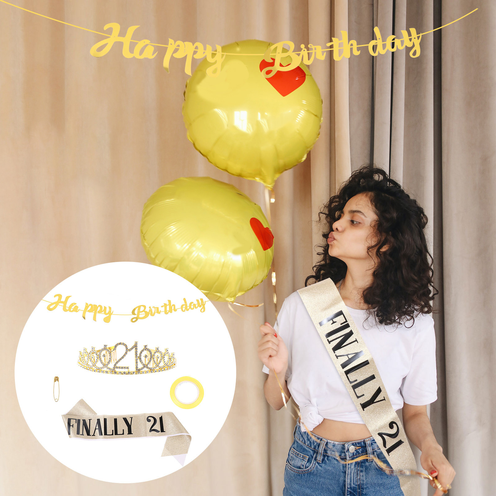 1 Set Simli Doğum Günü Tacı Al - Birthday Sash Glitter incelemesi ve fiyatı