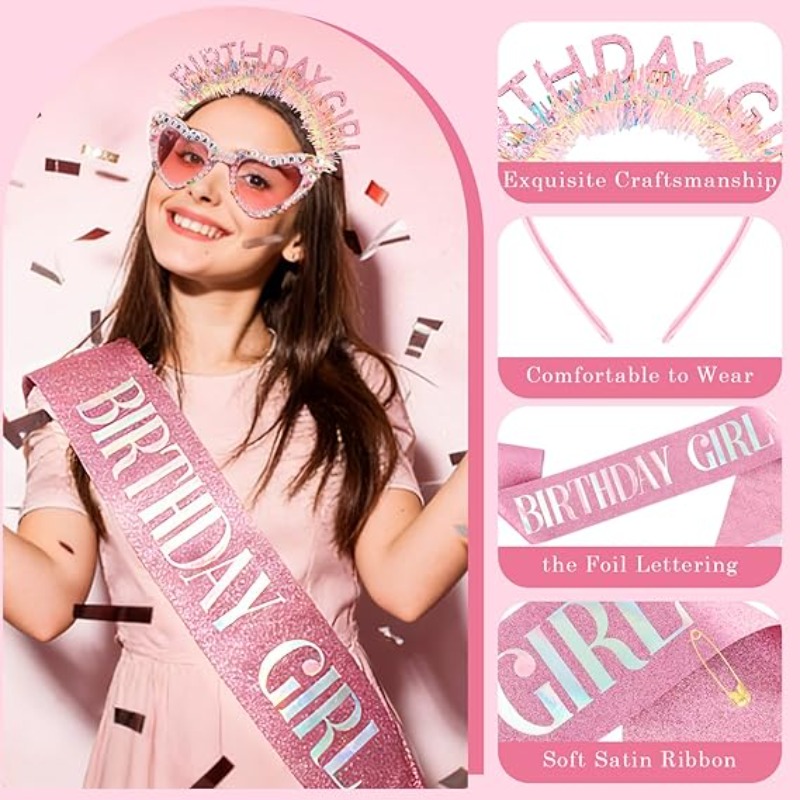 3 Parça/Set Doğum Günü Kızı Ku - Birthday Sash Glitter incelemesi ve fiyatı
